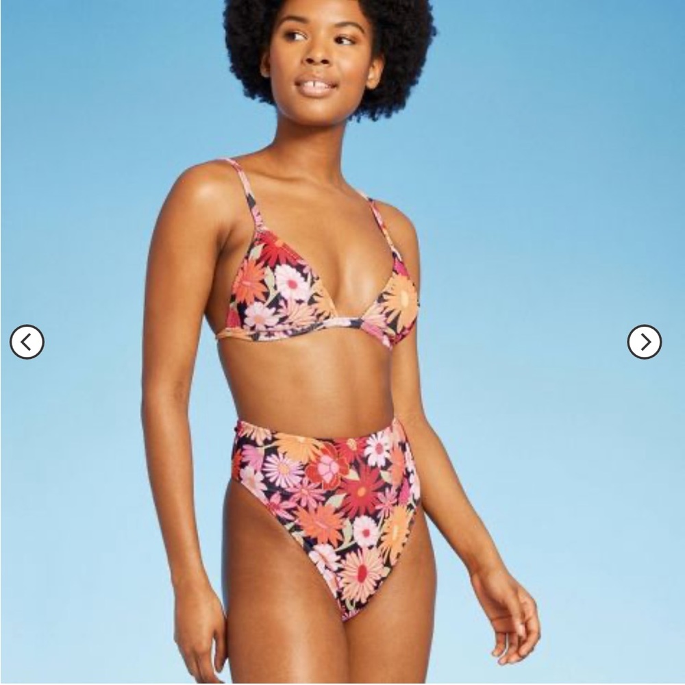 Ribbed floral bikini set